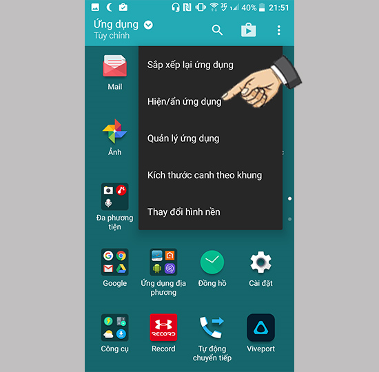 Vào ẩn ứng dụng